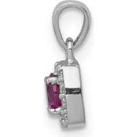 14K White Gold Square Halo Pendant with 0.20 Carat Round Ruby and Diamond Accent - Rhodium Plated by Lumare Gioia