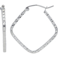 14K White Gold Square Hoop Earrings - Elegant Geometric Design