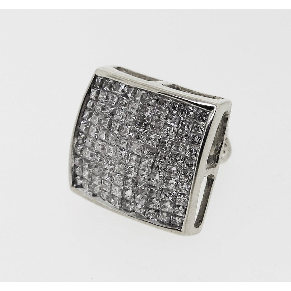 14K White Gold Square Invisible-Set Diamond Stud Earrings - 1.46 Carat Total Diamond Weight by Auriventus