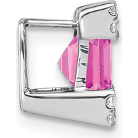 14K White Gold Square Lab Created Pink Sapphire and Diamond Pendant with Round Diamonds - 1.20 Carat Total Gem Weight by Lumare Gioia