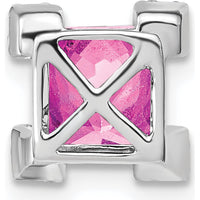 14K White Gold Square Lab Created Pink Sapphire and Diamond Pendant with Round Diamonds - 1.20 Carat Total Gem Weight by Lumare Gioia