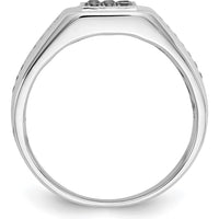 14K White Gold Square Men's Ring with Black and White Round Diamonds - 0.23 Carat Total Diamond Weight by 0
