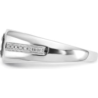 14K White Gold Square Men's Ring with Black and White Round Diamonds - 0.23 Carat Total Diamond Weight by 0