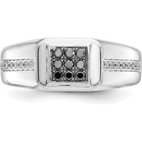 14K White Gold Square Men's Ring with Black and White Round Diamonds - 0.23 Carat Total Diamond Weight by 0