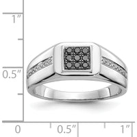 14K White Gold Square Men's Ring with Black and White Round Diamonds - 0.23 Carat Total Diamond Weight by 0