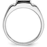 14K White Gold Square Onyx and Diamond Men's Ring - 0.99 Carat Onyx and 0.015 Carat Total Diamond Weight by 0