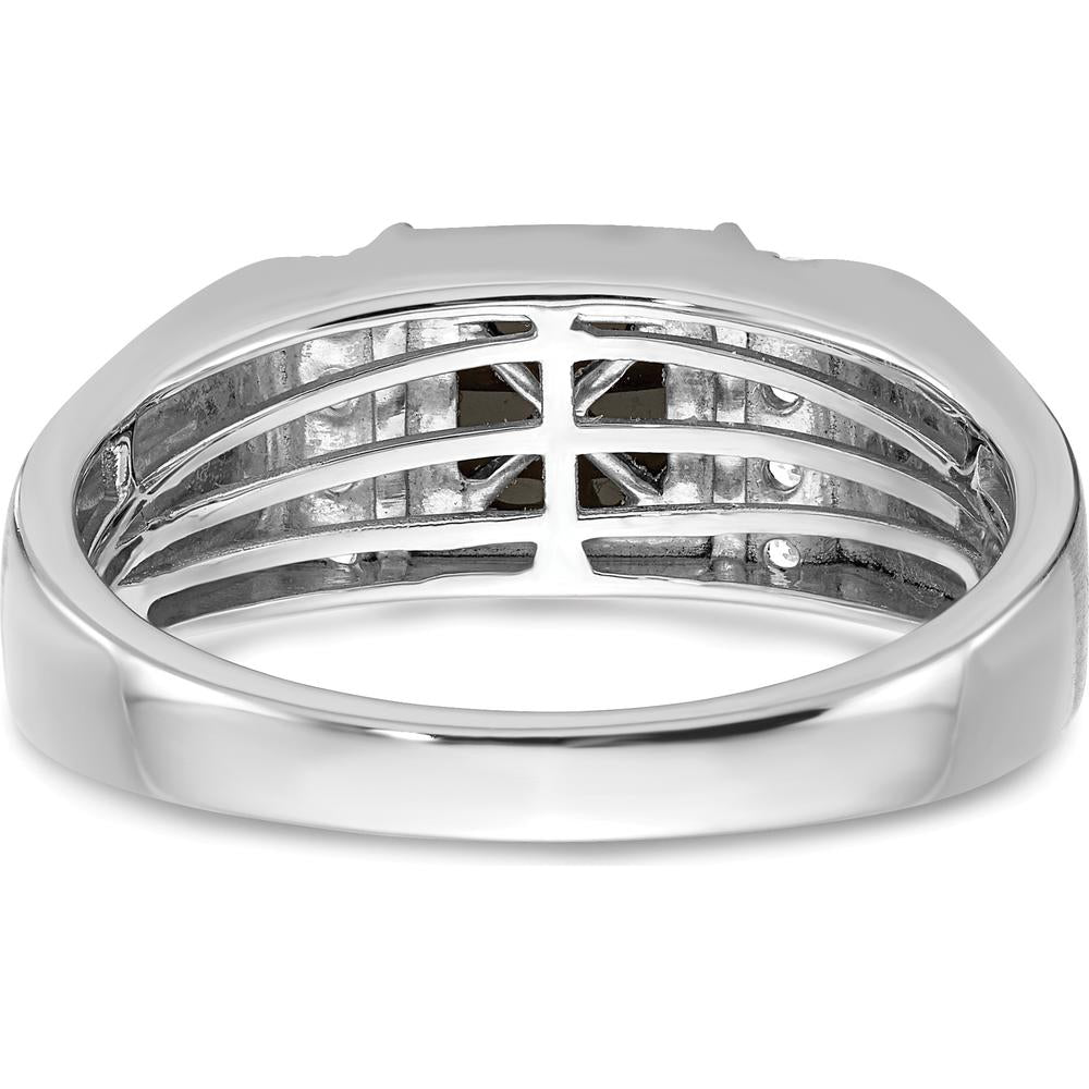 14K White Gold Square Onyx and Diamond Men's Ring - 0.99 Carat Onyx and 0.015 Carat Total Diamond Weight by 0