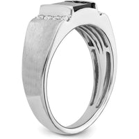 14K White Gold Square Onyx and Diamond Men's Ring - 0.99 Carat Onyx and 0.015 Carat Total Diamond Weight by 0