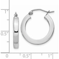 14K White Gold Square Tube Hoop Earrings - 20mm Length, Polished Finish by Oro Pregiato