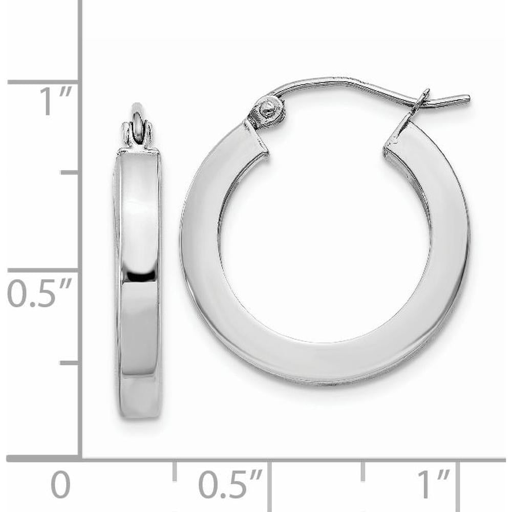 14K White Gold Square Tube Hoop Earrings - 20mm Length, Polished Finish by Oro Pregiato
