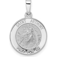 14K White Gold St. Anthony Medal Pendant with Polished and Satin Finish by Oro Pregiato
