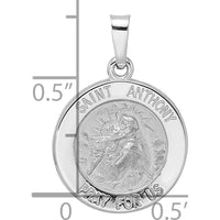 14K White Gold St. Anthony Medal Pendant with Polished and Satin Finish by Oro Pregiato