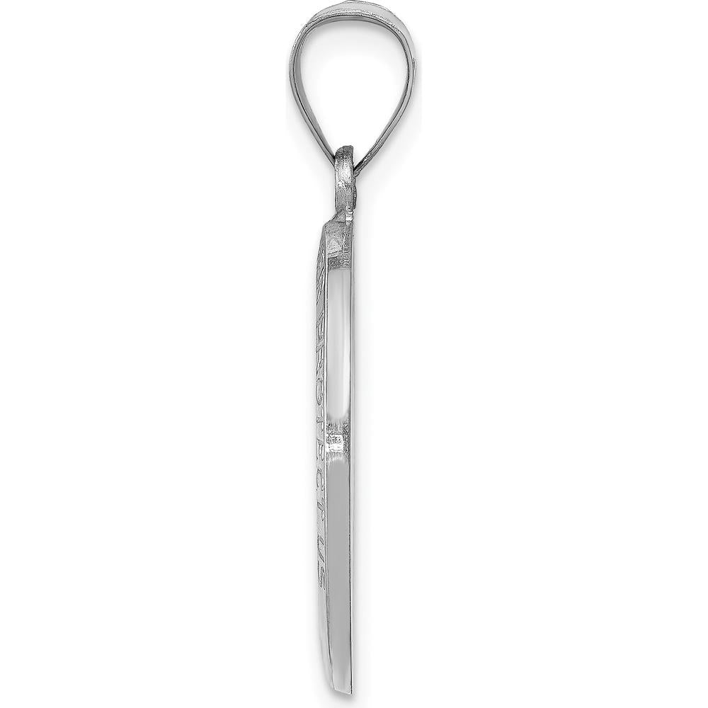 14K White Gold St. Christopher Medal Pendant with Polished and Satin Finish by Oro Pregiato