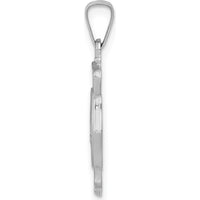 14K White Gold St. Florian Badge Medal Pendant with Polished and Satin Finish - Hollow Design by Oro Pregiato