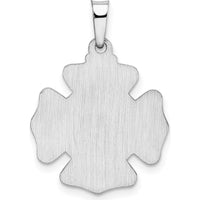 14K White Gold St. Florian Badge Medal Pendant with Polished and Satin Finish - Hollow Design by Oro Pregiato