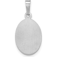 14K White Gold St. Jude Thaddeus Hollow Oval Pendant with Polished and Satin Finish by Oro Pregiato