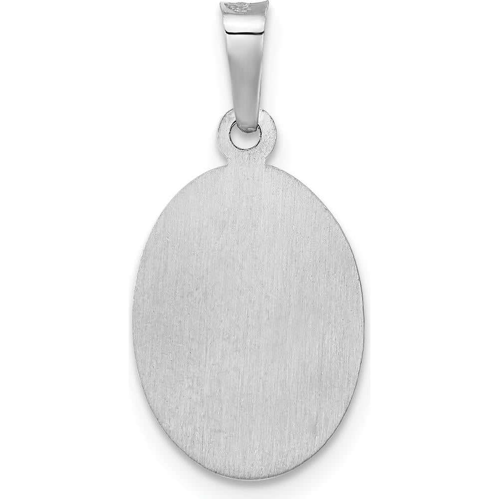 14K White Gold St. Jude Thaddeus Hollow Oval Pendant with Polished and Satin Finish by Oro Pregiato