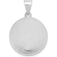 14K White Gold St. Matthew Medal Round Pendant with Rhodium Plating - Spiritual Faith Charm by Oro Pregiato
