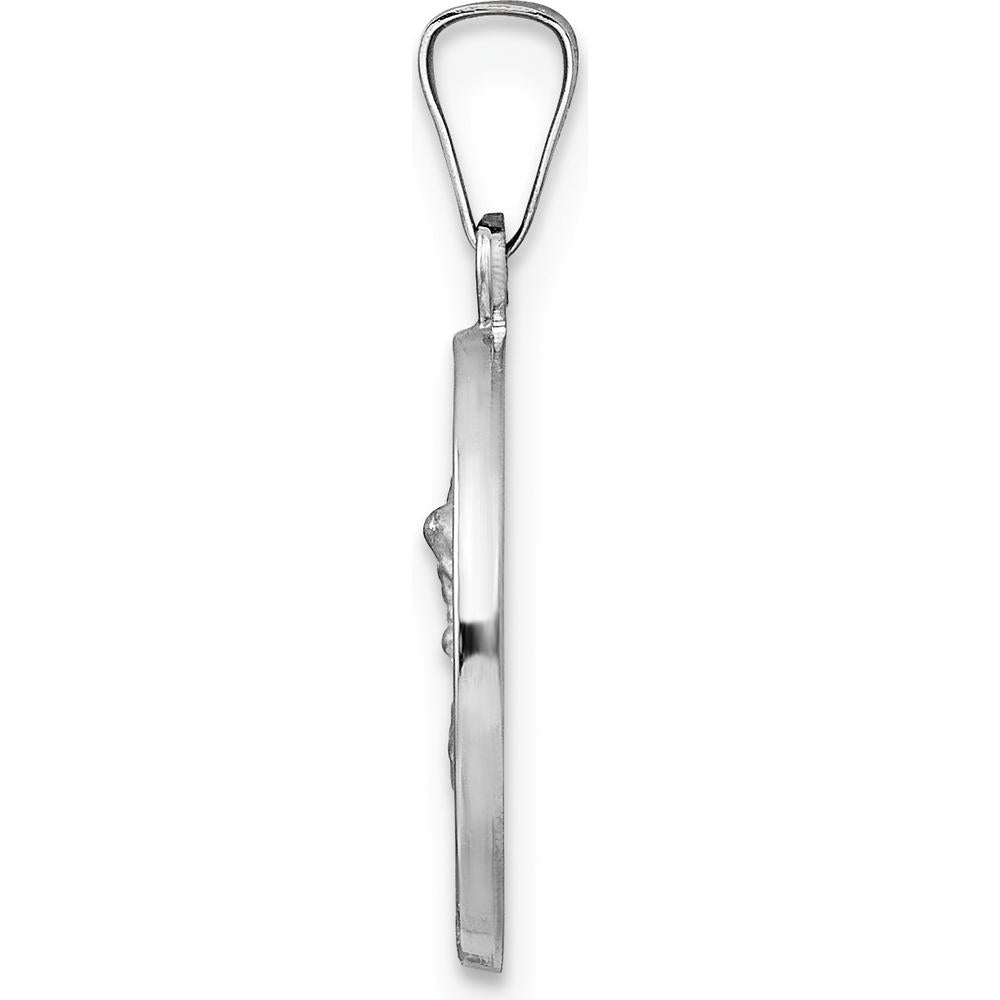 14K White Gold St. Michael Pendant with Polished and Satin Finish - Faith-Inspired Round Medal by Oro Pregiato