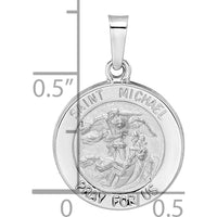 14K White Gold St. Michael Pendant with Polished and Satin Finish - Faith-Inspired Round Medal by Oro Pregiato