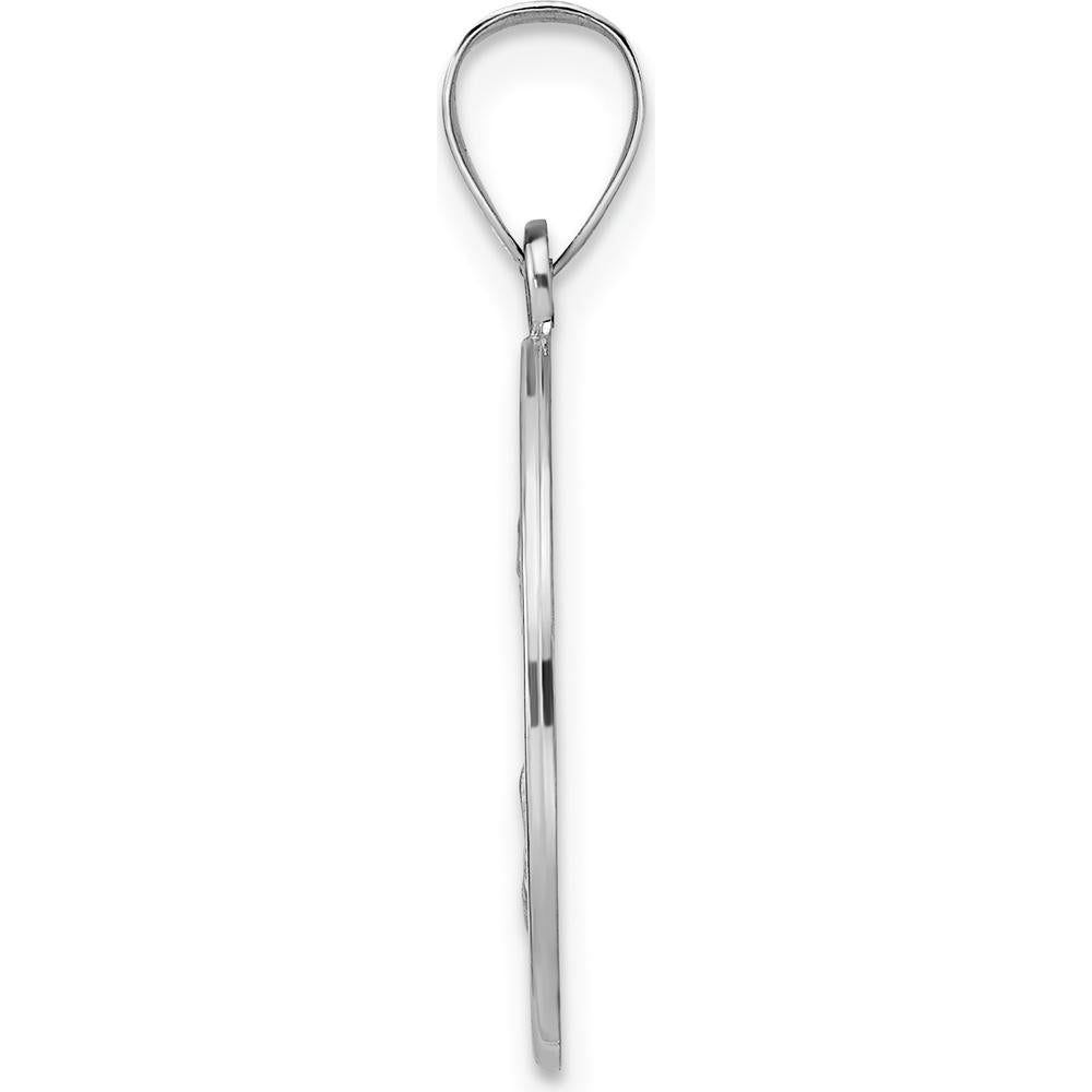 14K White Gold St. Nicholas Medal Pendant with Polished and Satin Finish - 21mm Length by Oro Pregiato