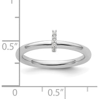 14K White Gold Stackable Band Ring with Diamond-Accented Initial I by 0