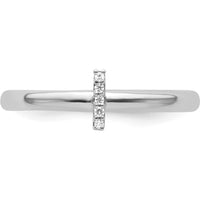14K White Gold Stackable Band Ring with Diamond-Accented Initial I by 0