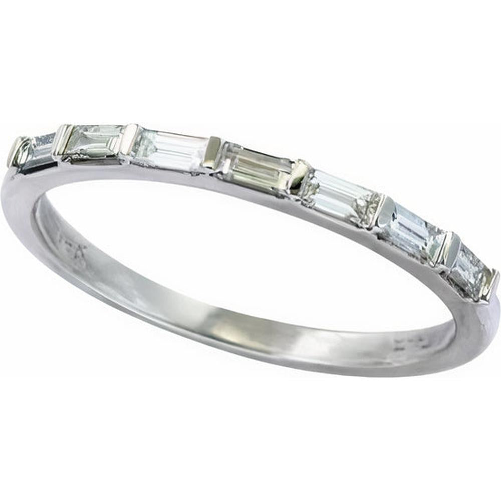 14K White Gold Stackable Band with 0.23 Carat Baguette Diamonds