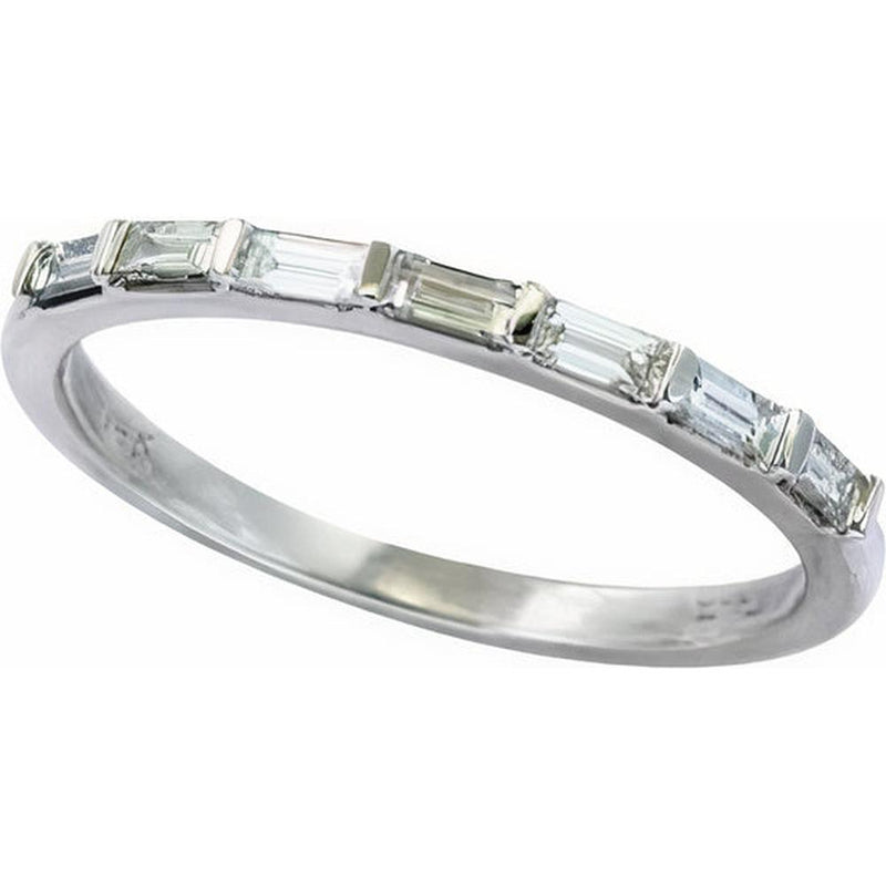 14K White Gold Stackable Band with 0.23 Carat Baguette Diamonds