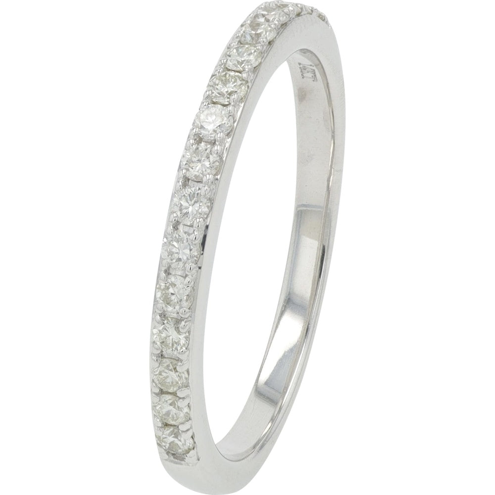 14K White Gold Stackable Band with Channel-Set Round Diamonds - 0.27 Carat Total Diamond Weight