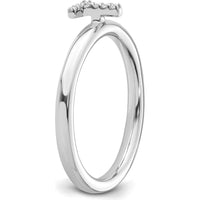 14K White Gold Stackable Band with Pavé Diamond Initial T by 0