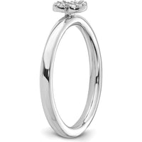 14K White Gold Stackable Band with Pavé Set Round Diamond Initial S - Size 7 by 0