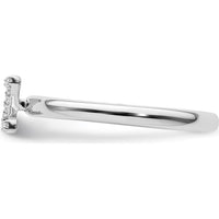 14K White Gold Stackable Band with Pavé Set Round Diamond Initial Z by 0