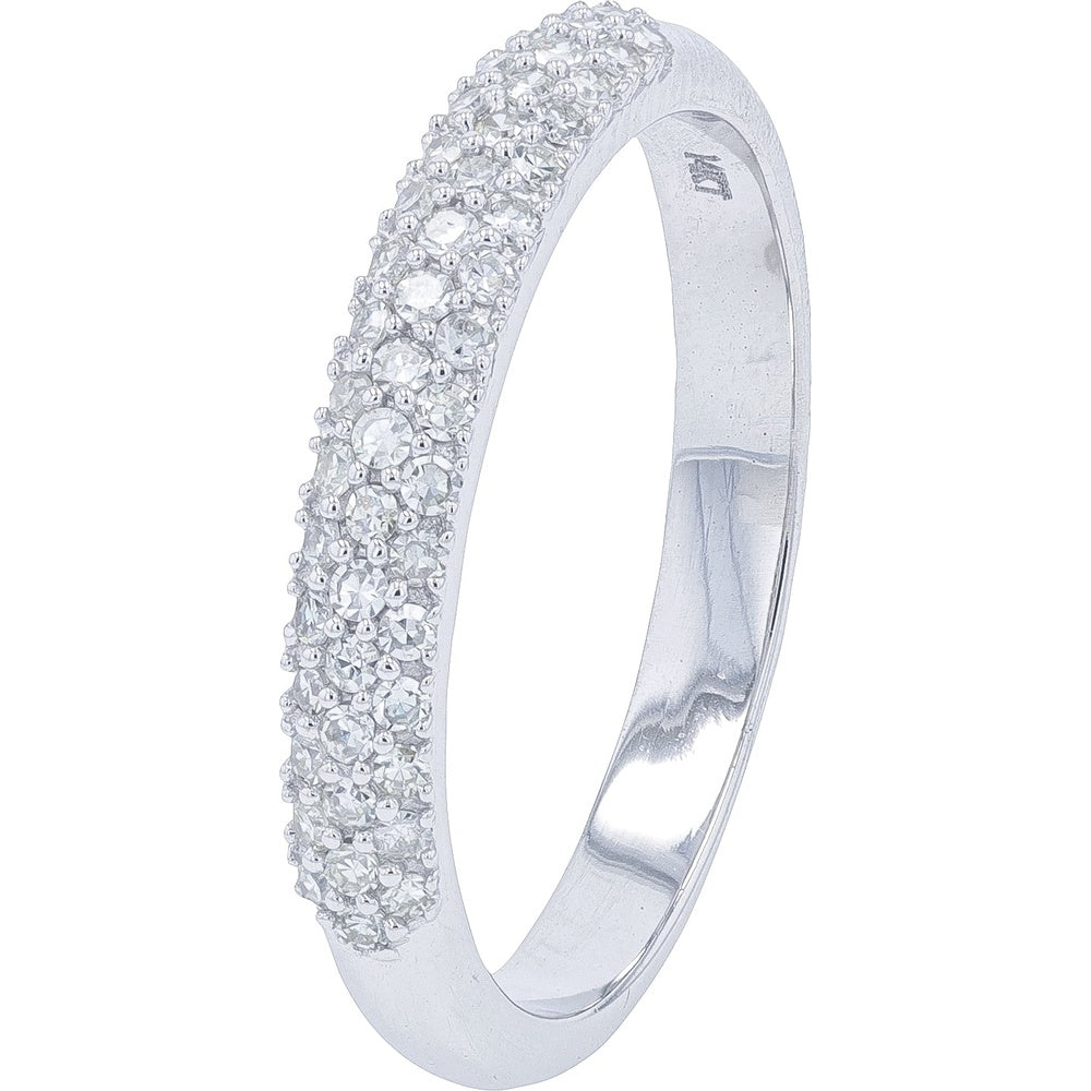 14K White Gold Stackable Band with Pavé-Set Round Diamonds - 0.26 Carat Total Diamond Weight