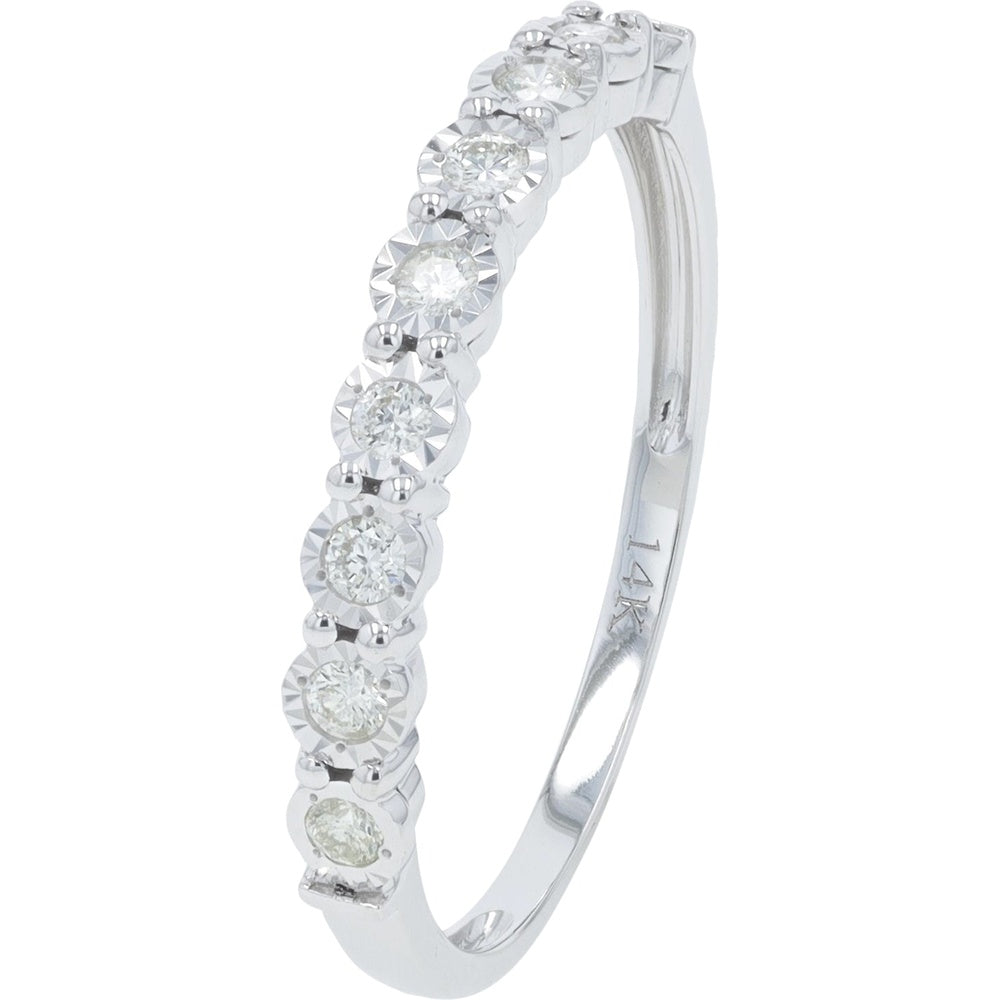 14K White Gold Stackable Band with Round Brilliant Cut Diamonds - 0.20 Carat Total Diamond Weight