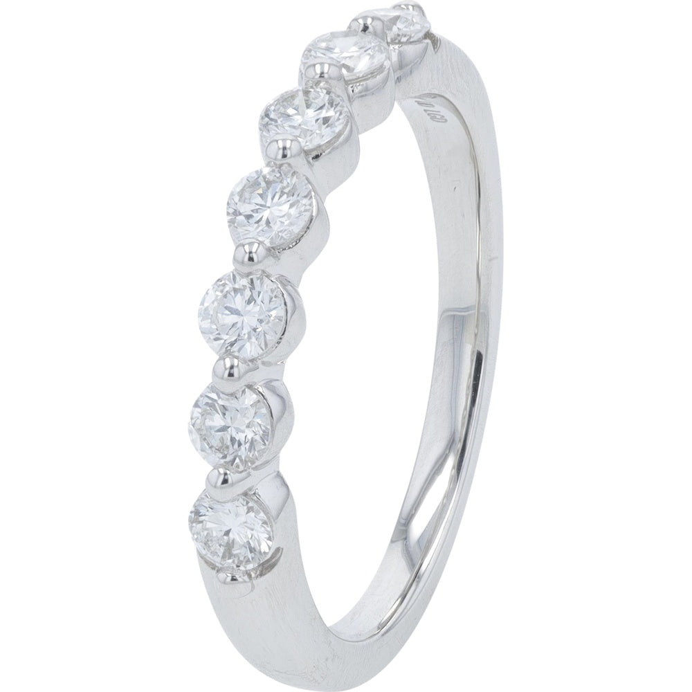 14K White Gold Stackable Band with Shared-Prong Set Round Lab Grown Diamonds - 0.55 Carat Total Diamond Weight