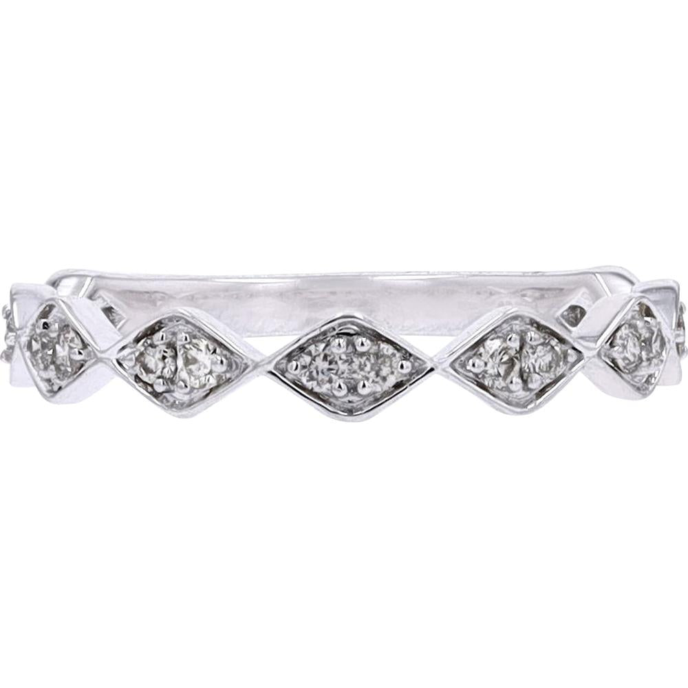 14K White Gold Stackable Diamond Band with 0.22 Carat Round Brilliant Cut Diamonds