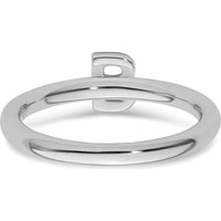 14K White Gold Stackable Diamond Initial B Ring with Pavé Set Round Diamonds by 0