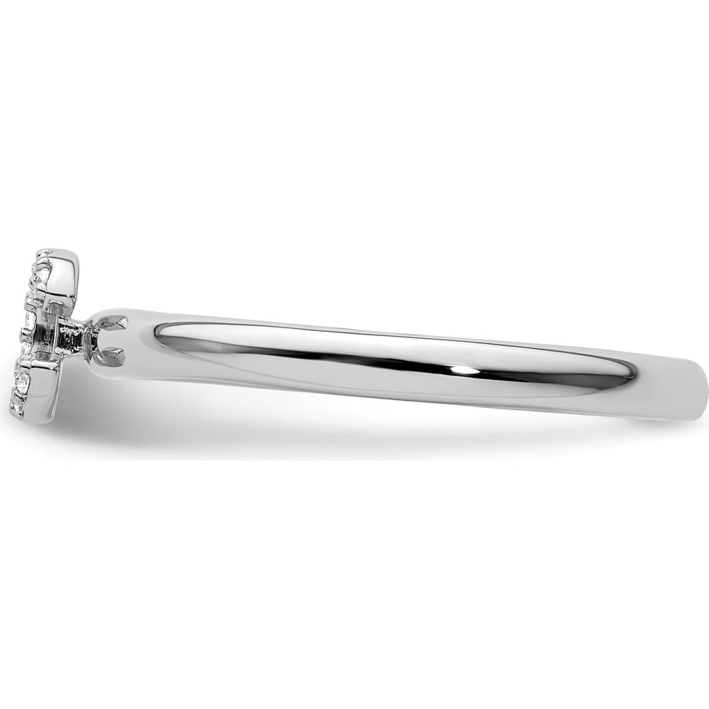 14K White Gold Stackable Diamond Initial C Ring by 0