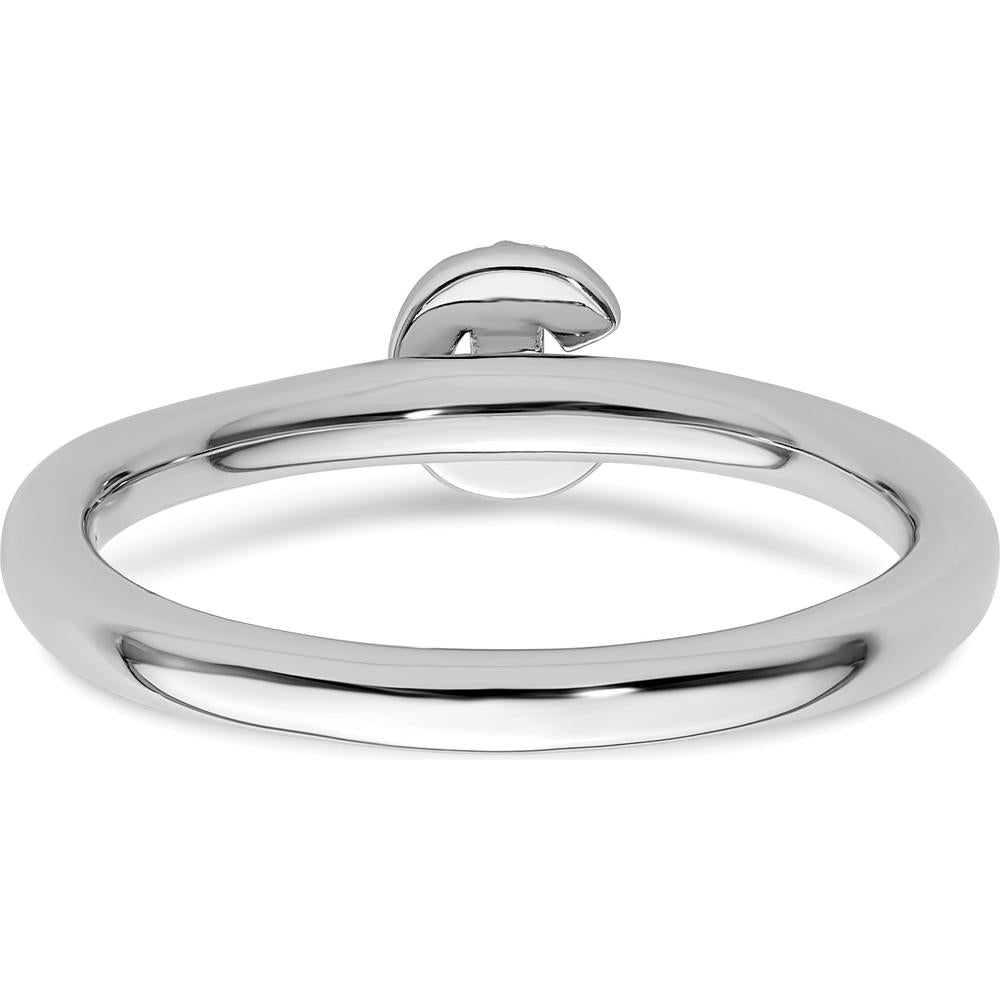 14K White Gold Stackable Diamond Initial C Ring by 0