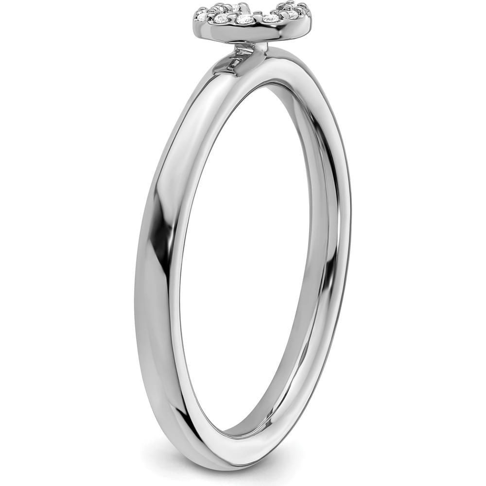 14K White Gold Stackable Diamond Initial C Ring by 0