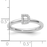 14K White Gold Stackable Diamond Initial D Ring with Halo - 0.15 Carat Total Diamond Weight by 0