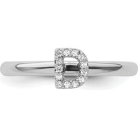 14K White Gold Stackable Diamond Initial D Ring with Halo - 0.15 Carat Total Diamond Weight by 0