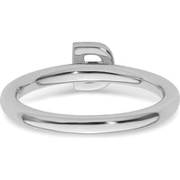 14K White Gold Stackable Diamond Initial D Ring with Halo - 0.15 Carat Total Diamond Weight by 0
