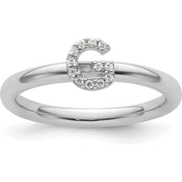 14K White Gold Stackable Diamond Initial G Ring by 0