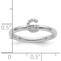 14K White Gold Stackable Diamond Initial G Ring by 0