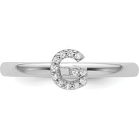 14K White Gold Stackable Diamond Initial G Ring by 0