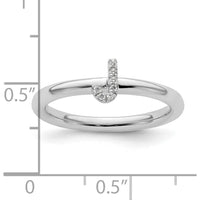 14K White Gold Stackable Diamond Initial J Ring - Rhodium Plated by 0