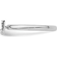 14K White Gold Stackable Diamond Initial J Ring - Rhodium Plated by 0