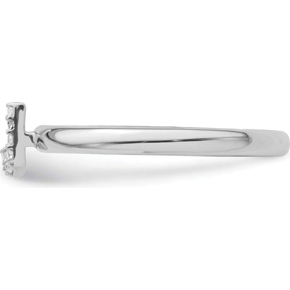 14K White Gold Stackable Diamond Initial J Ring - Rhodium Plated by 0